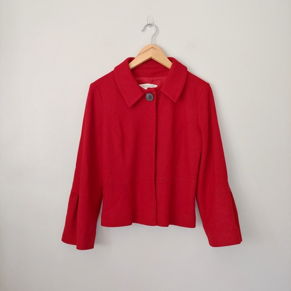 Gerard Darel Wool Button Up Collared Jacket Red Size 8 - Picture 1 of 16